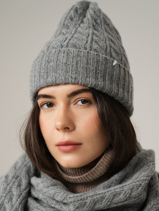 Lambswool Beanie, Grey