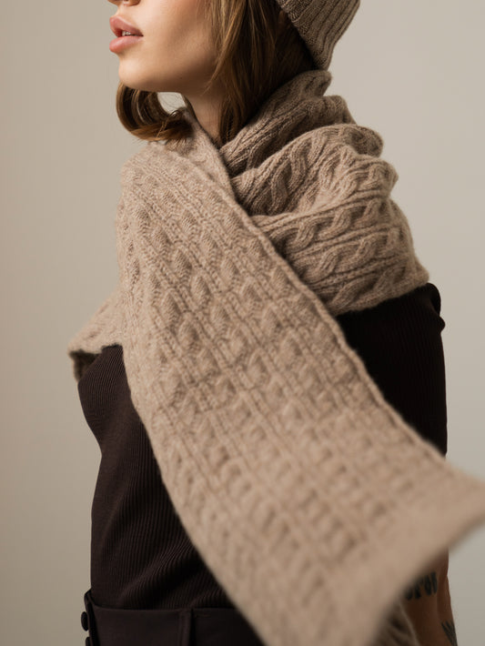 Lambswool Scarf Shawl, Beige