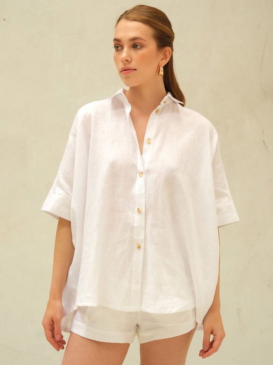 Linen Oversized Shirt, White