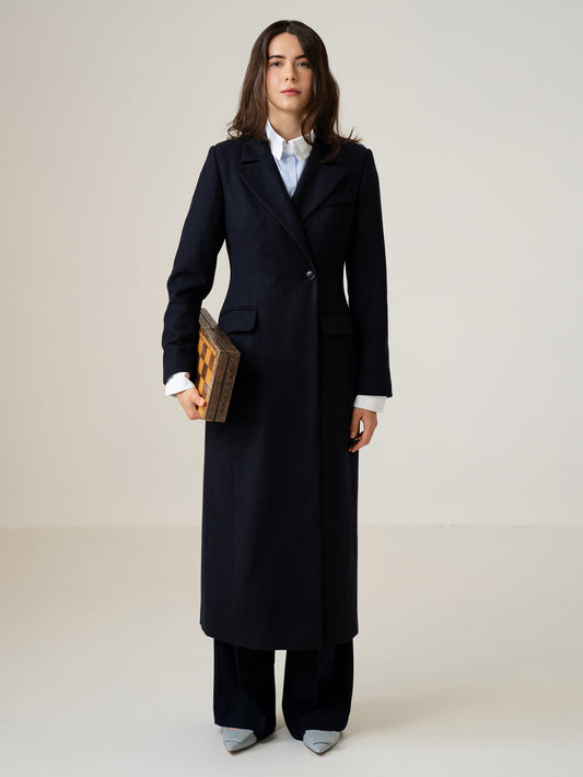 Wool & Cashmere Coat "Queen", Navy blue