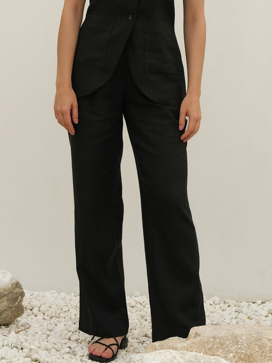 Linen Trousers, Black