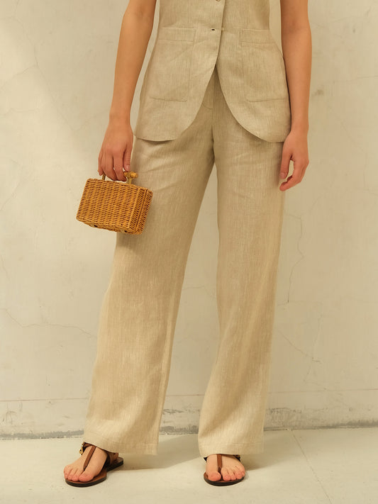 Linen Trousers, Natural Beige