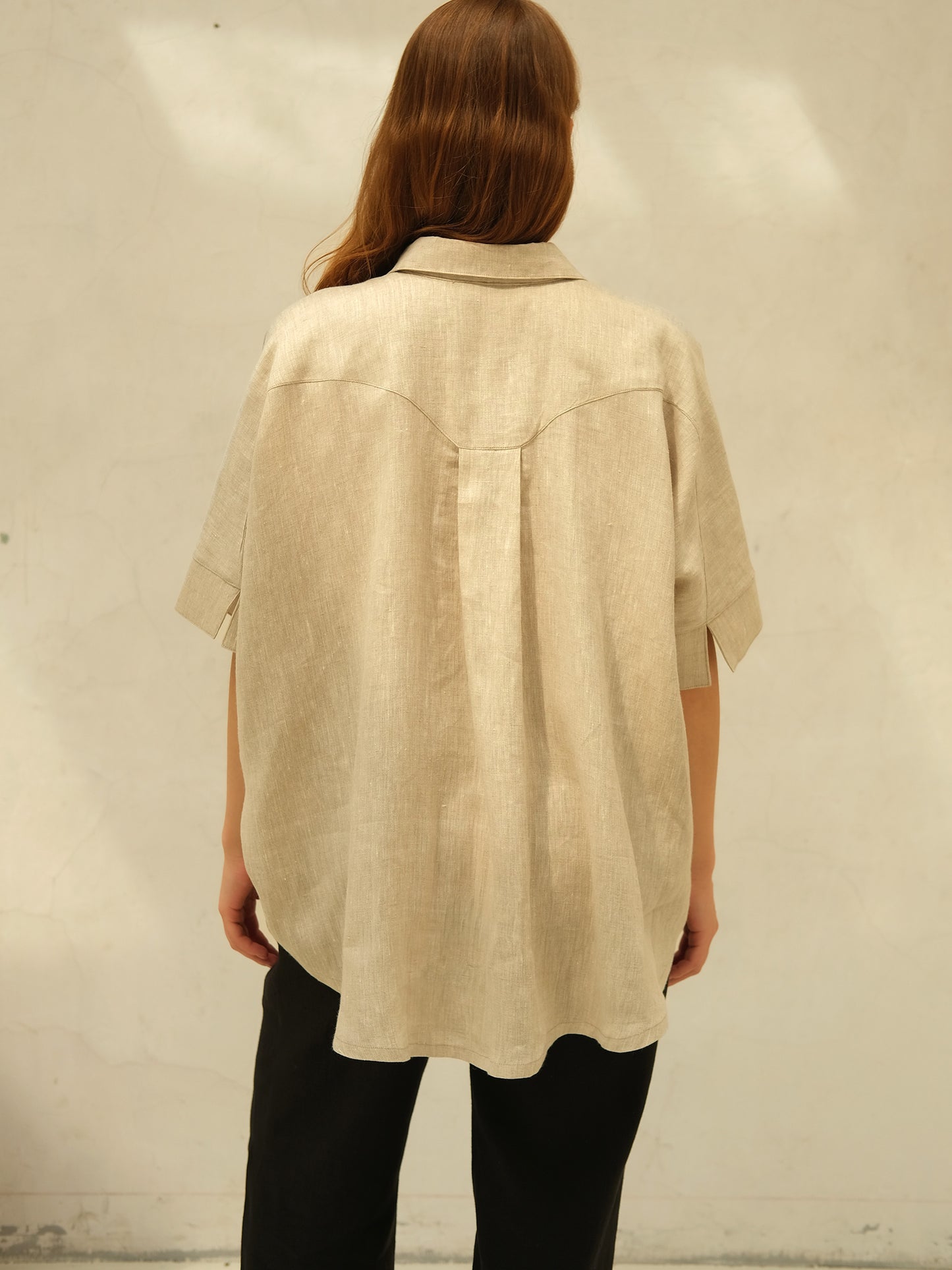 Linen Oversized Shirt, Natural Beige