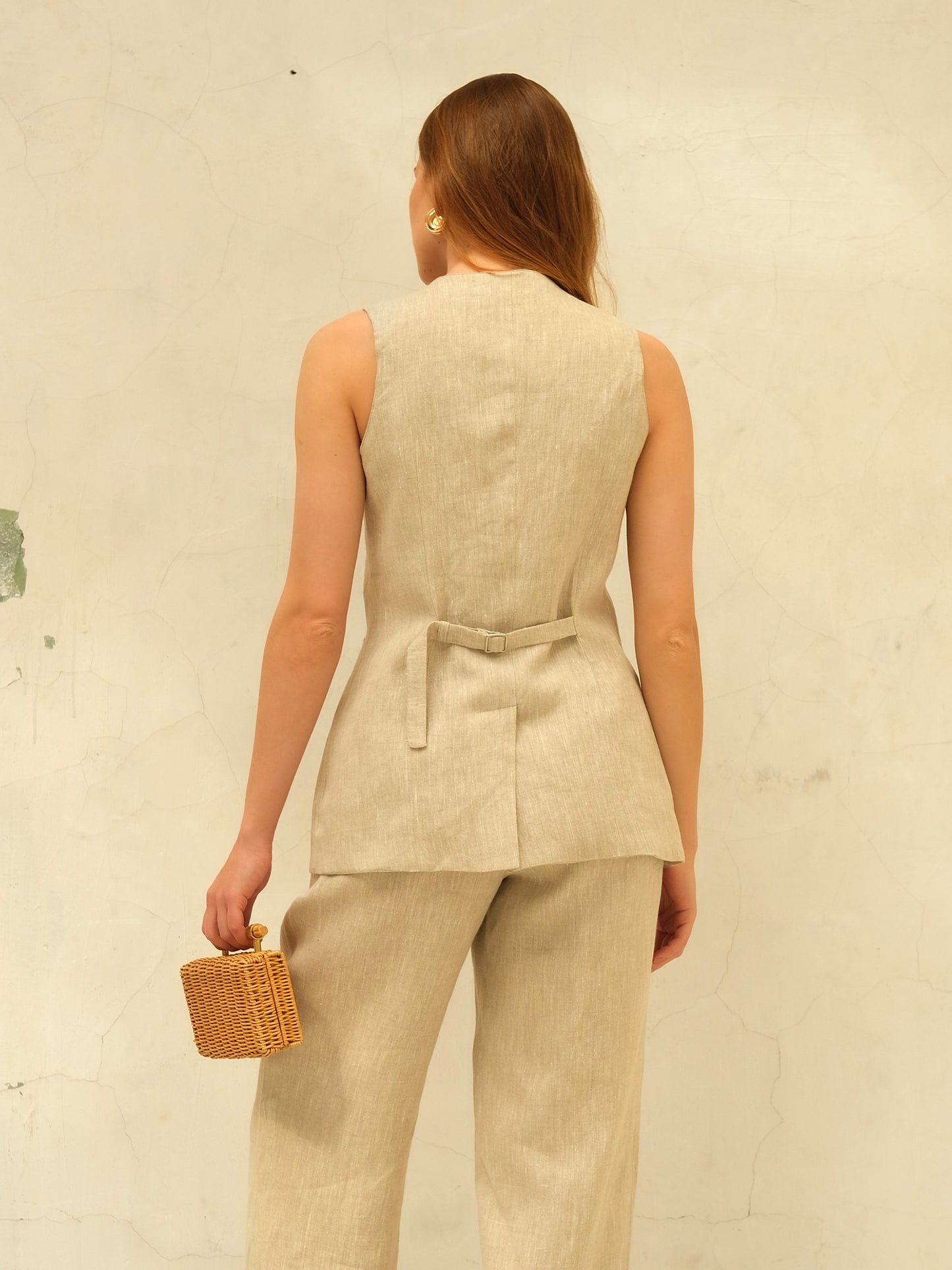 Linen Waistcoat, Natural Beige