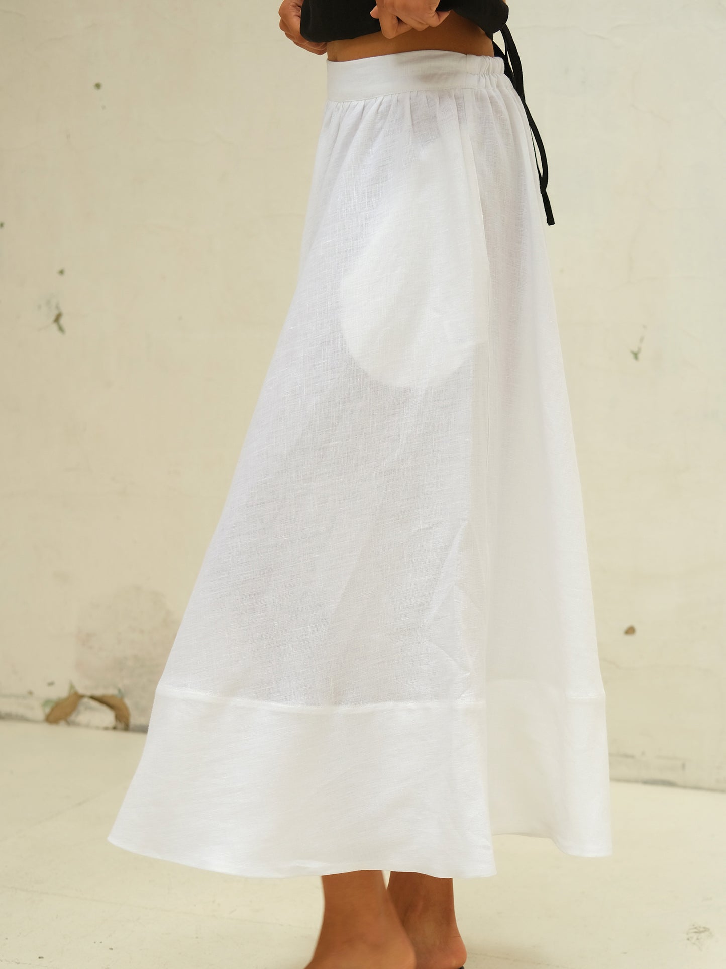 Linen Maxi Skirt, White