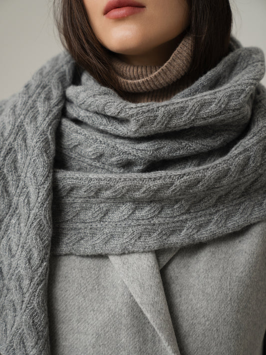 Lambswool Scarf Shawl, Grey