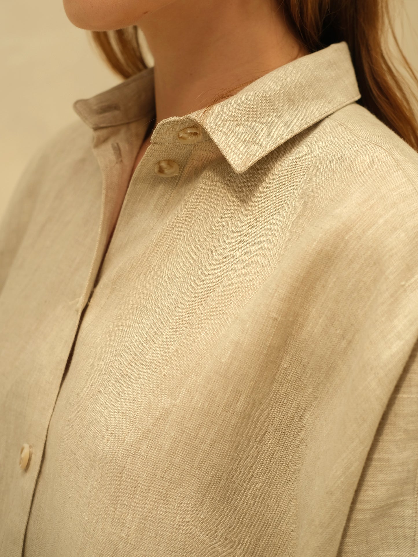 Linen Oversized Shirt, Natural Beige