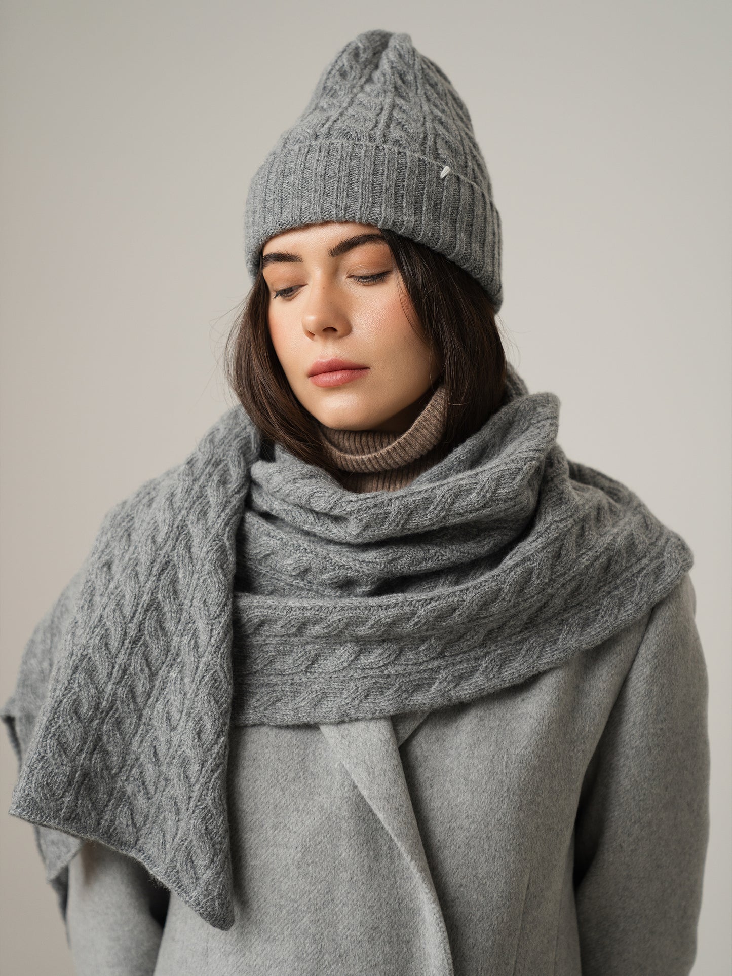 Lambswool Scarf Shawl, Grey
