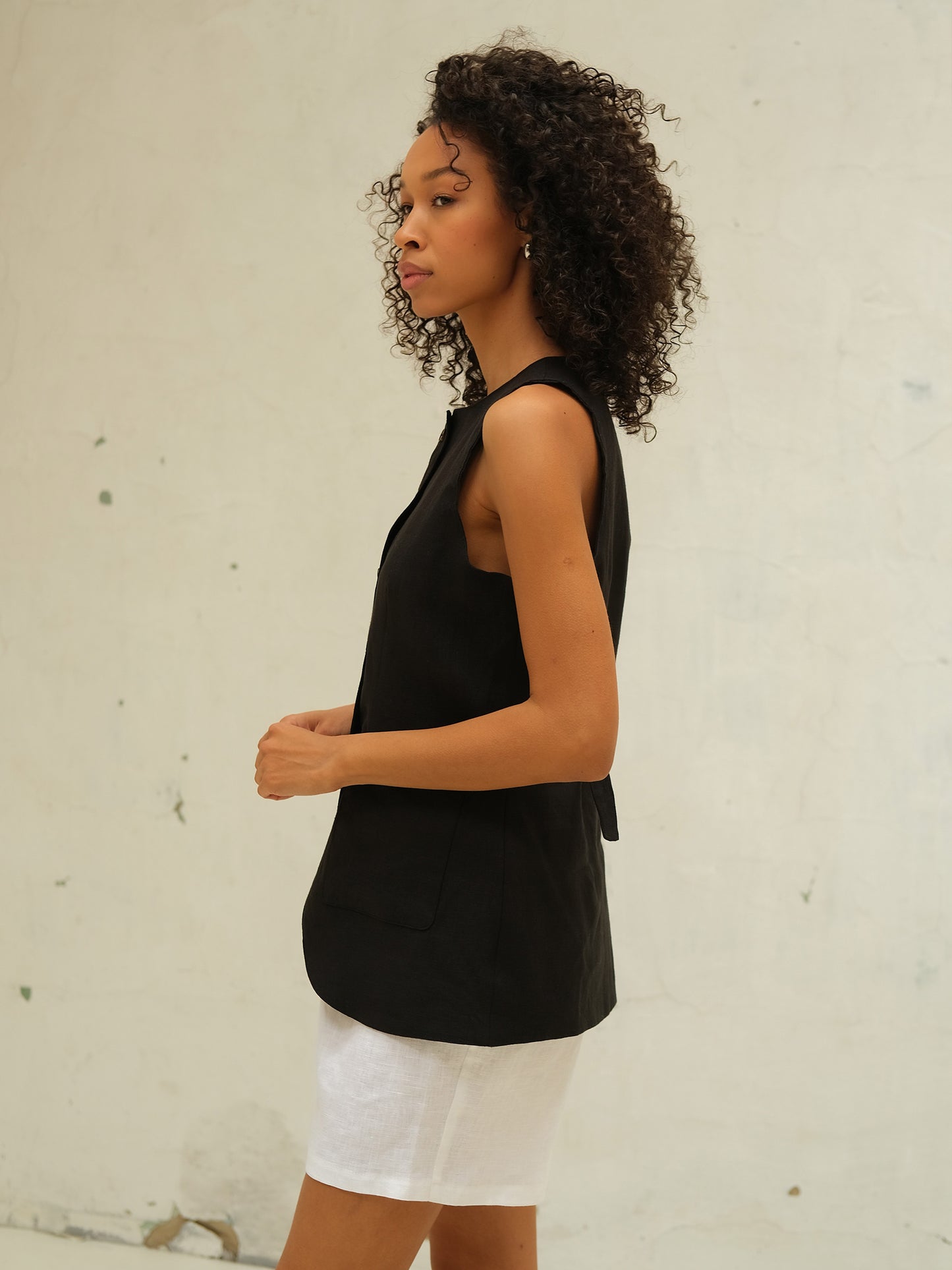 Linen Waistcoat, Black