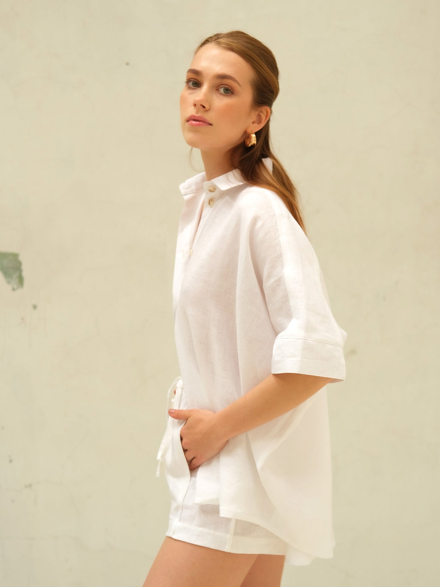 Linen Oversized Shirt, White