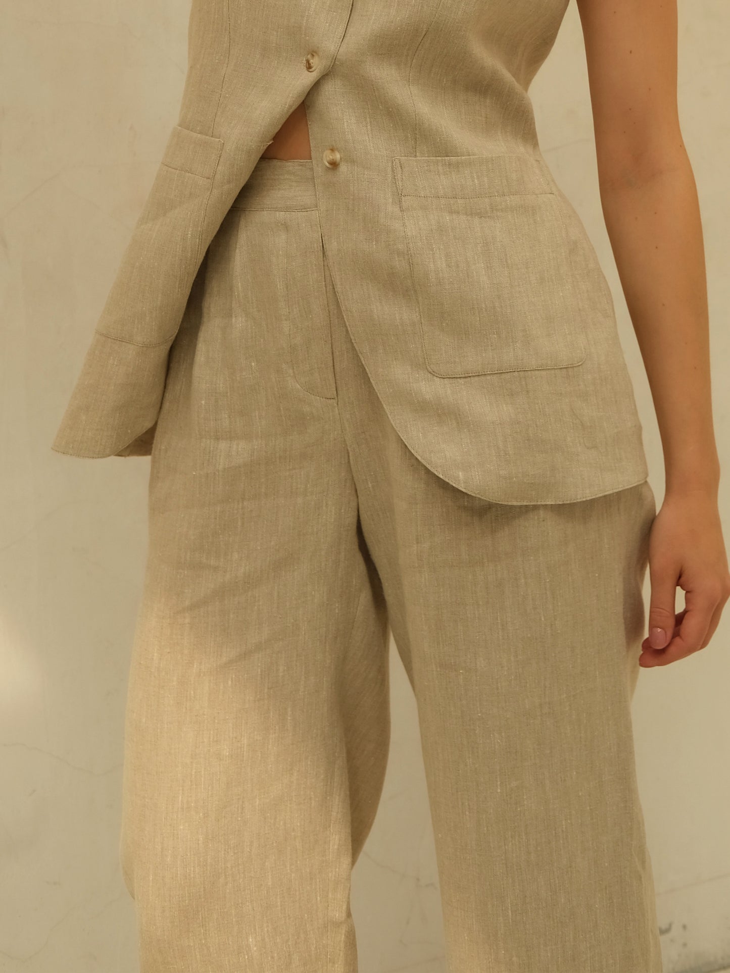 Linen Trousers, Natural Beige