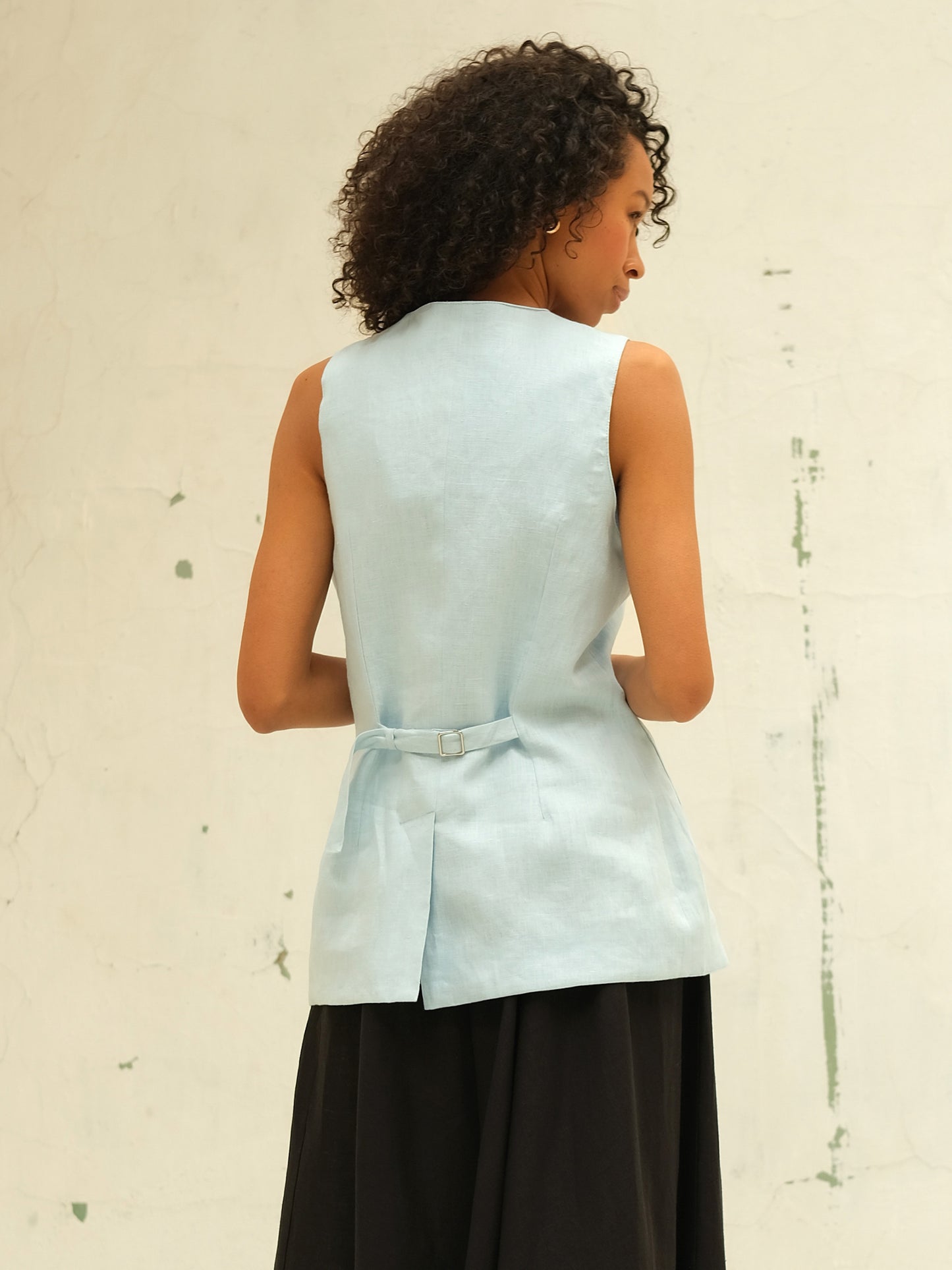 Linen Waistcoat, Light Blue