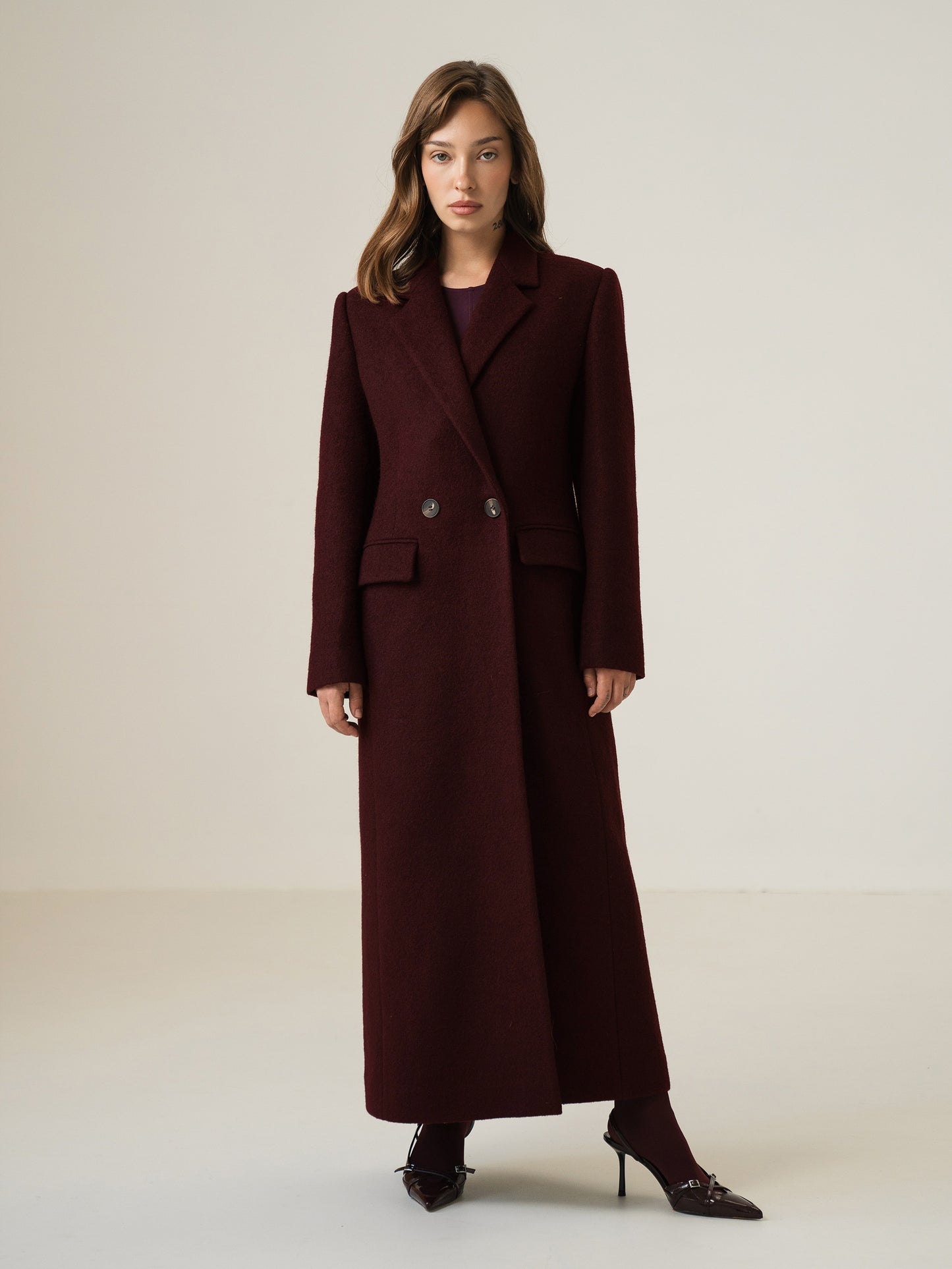 Oversized Wool Coat, Burgundy