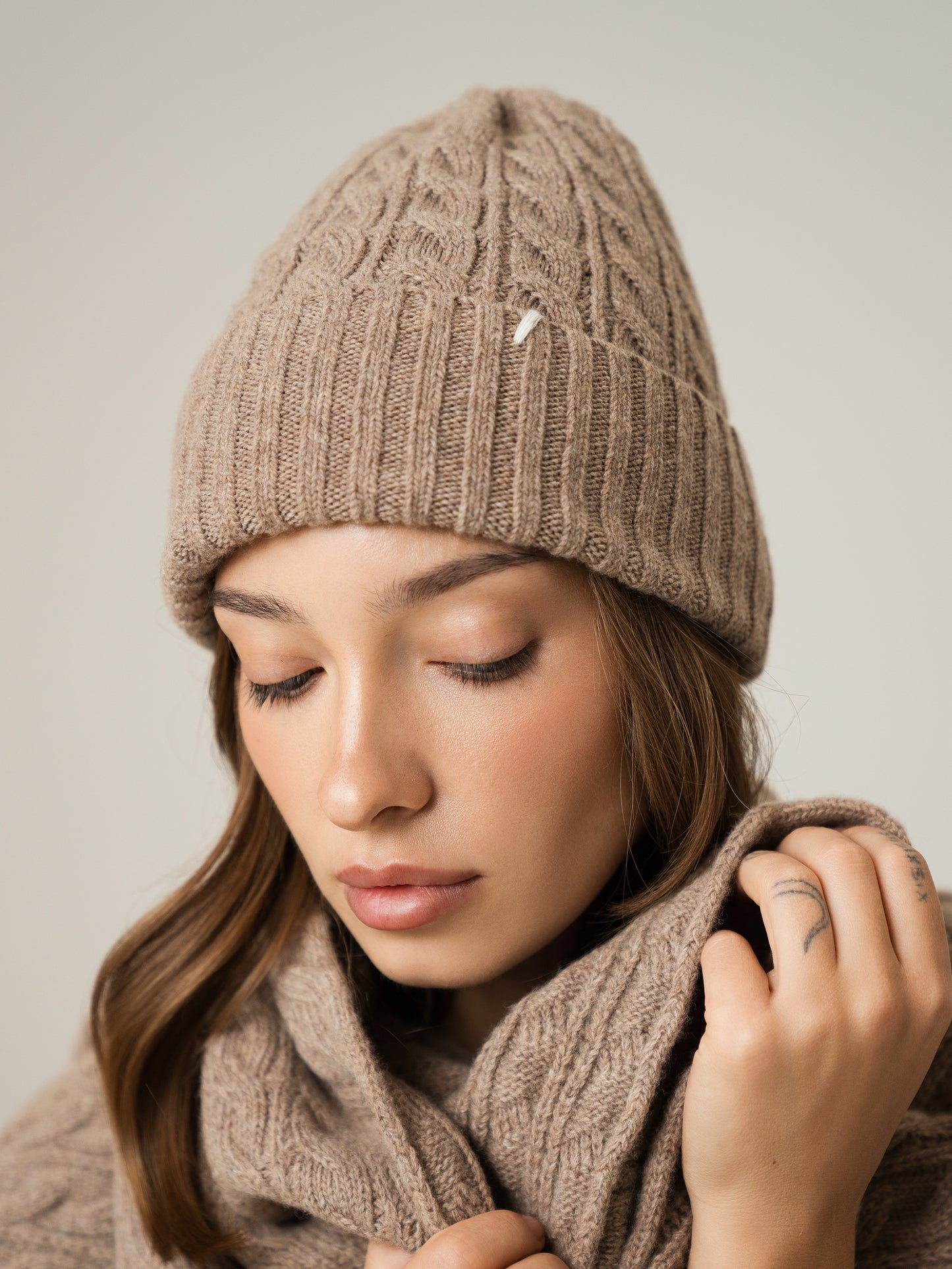 Lambswool Beanie, Beige