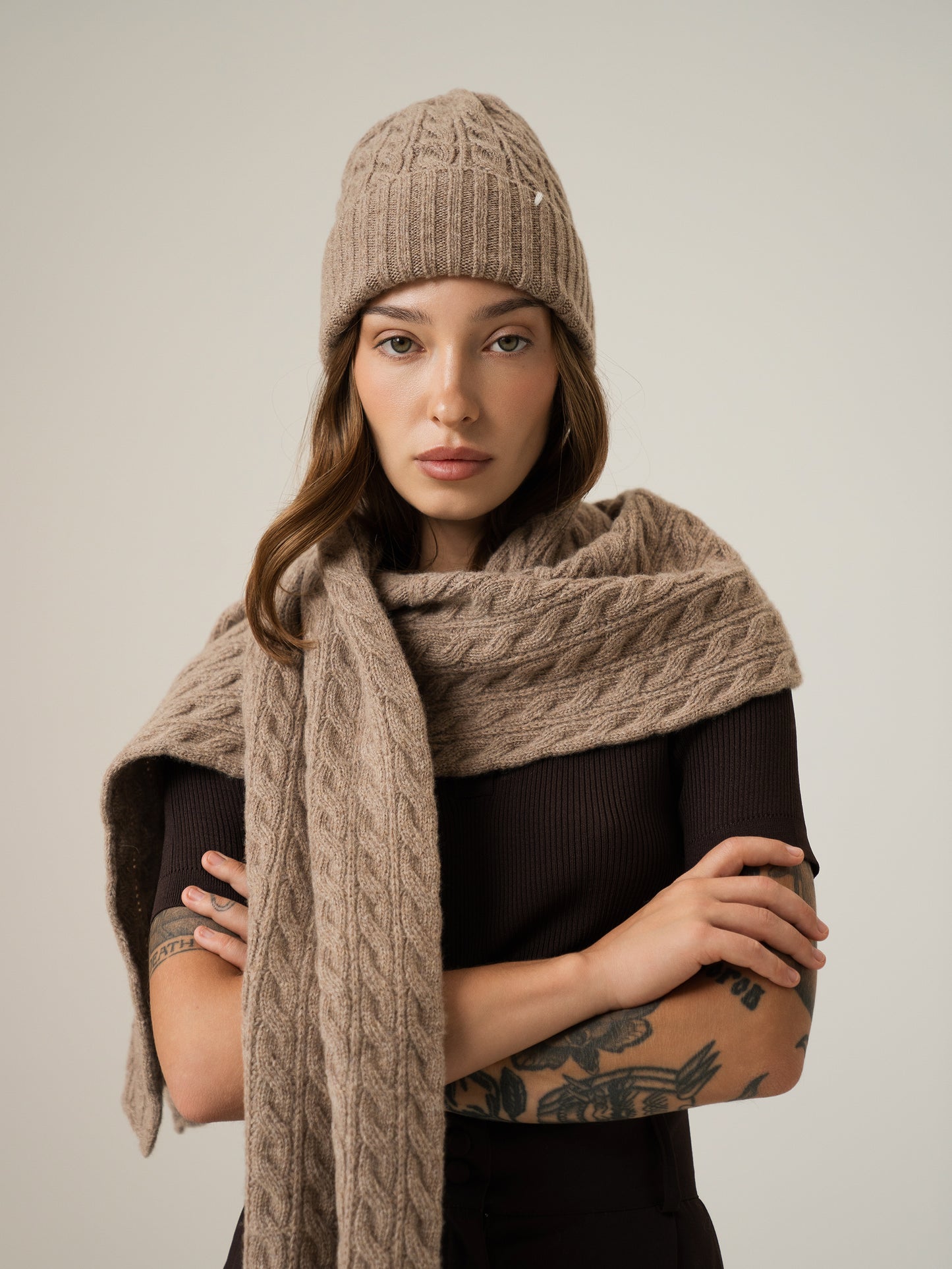 Lambswool Beanie, Beige