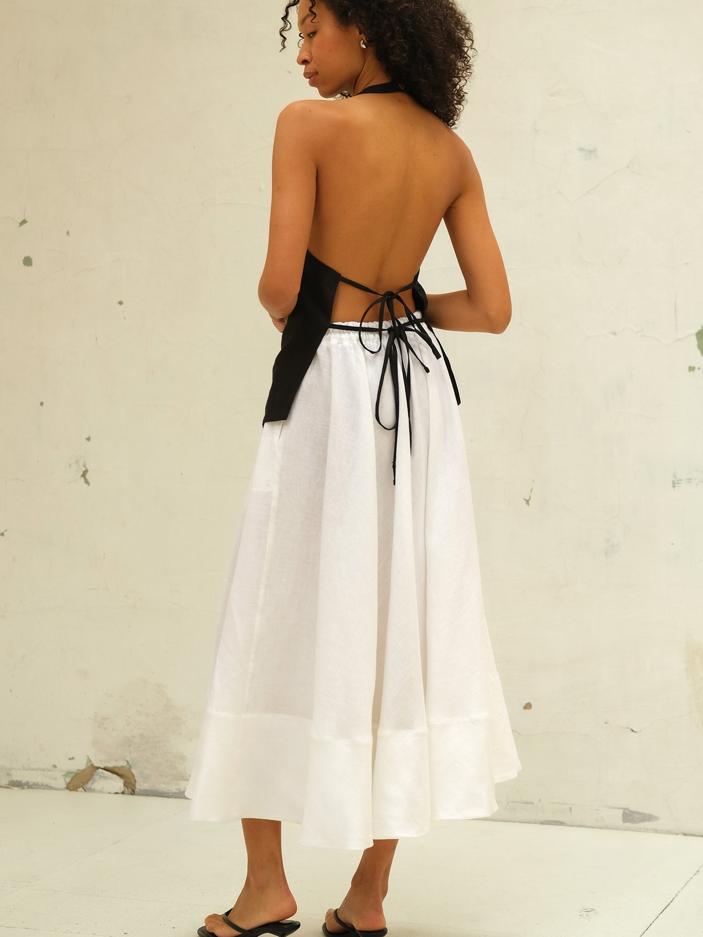 Linen Maxi Skirt, White