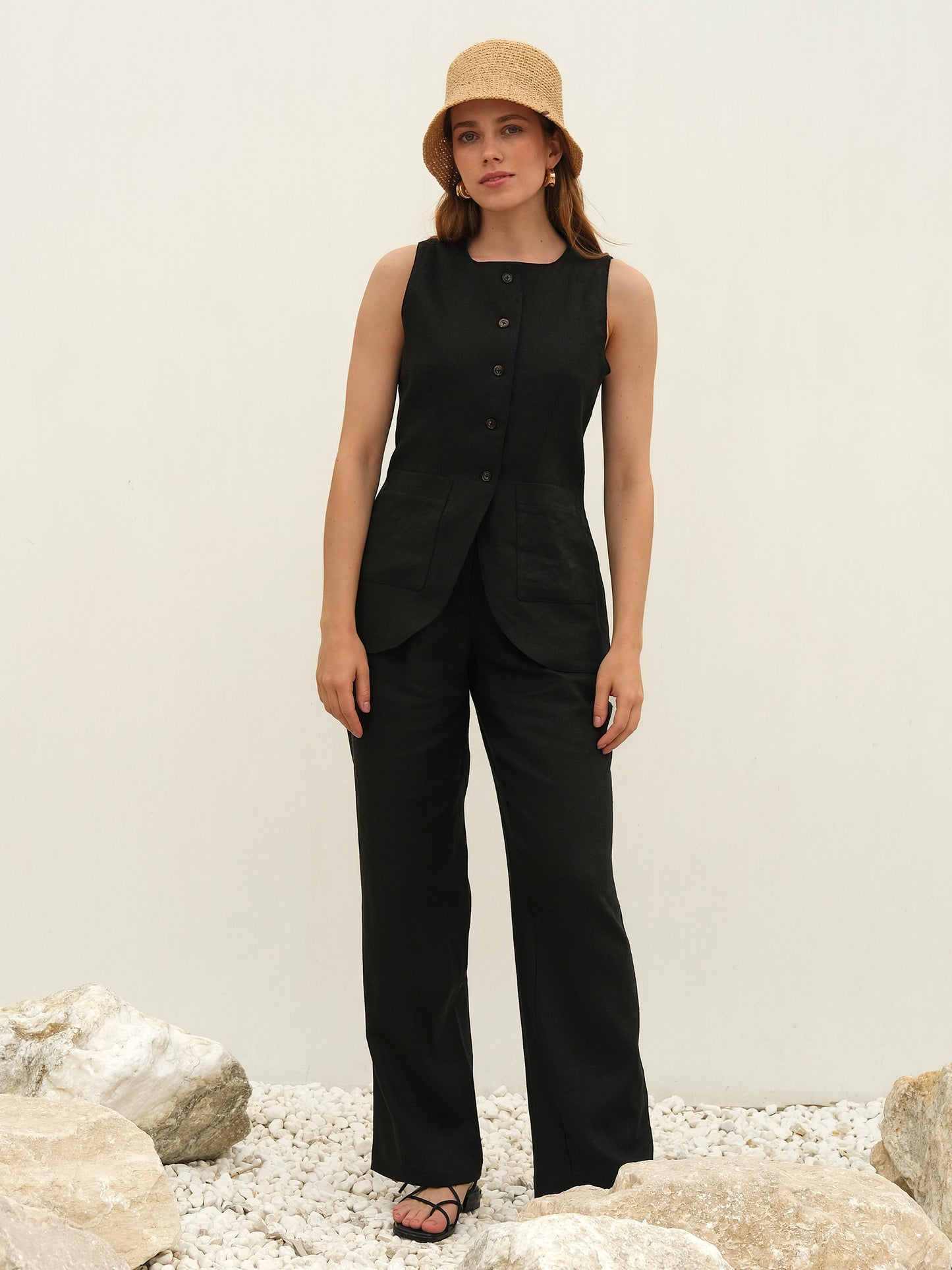 Linen Waistcoat, Black