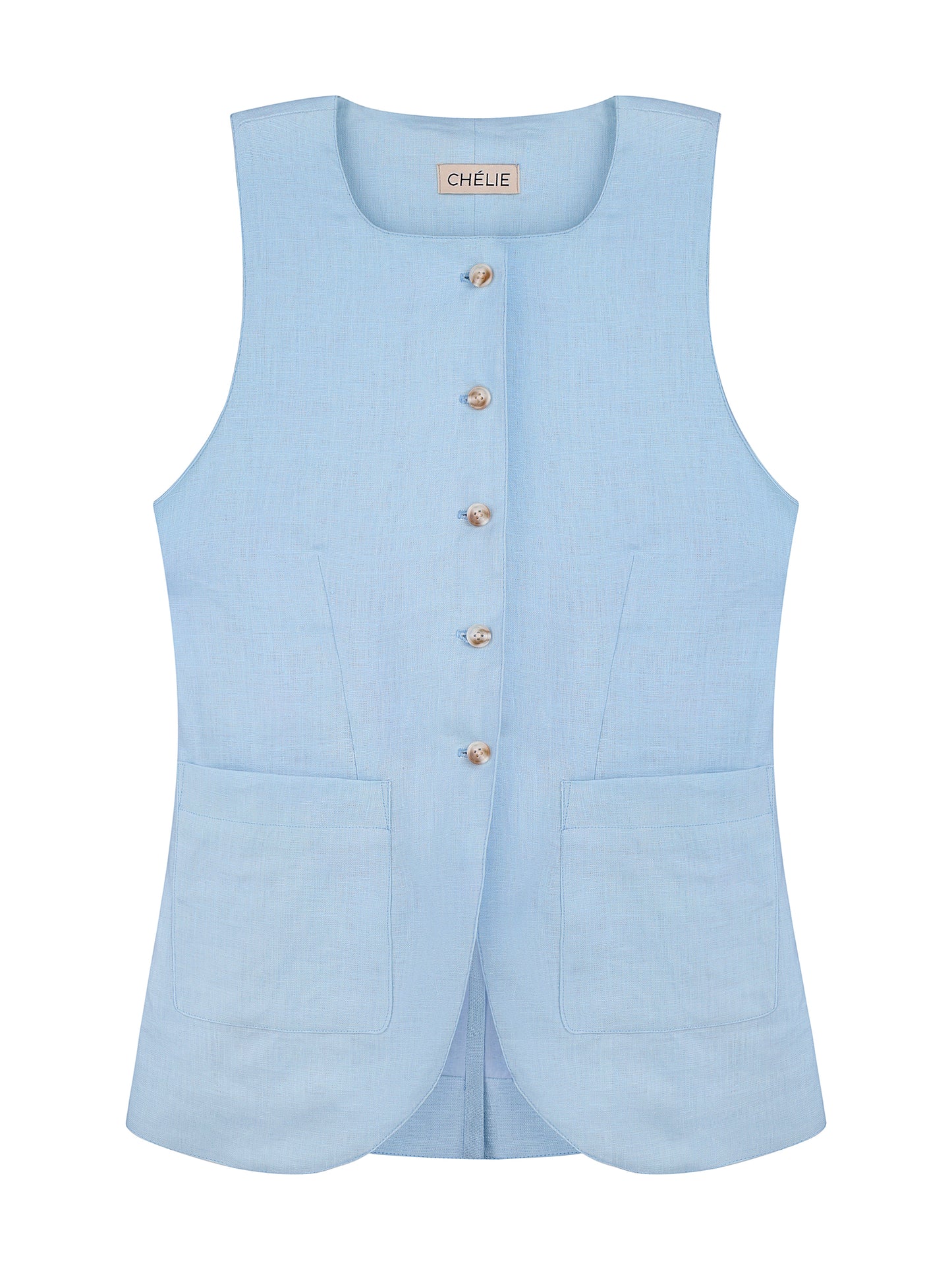 Linen Waistcoat, Light Blue
