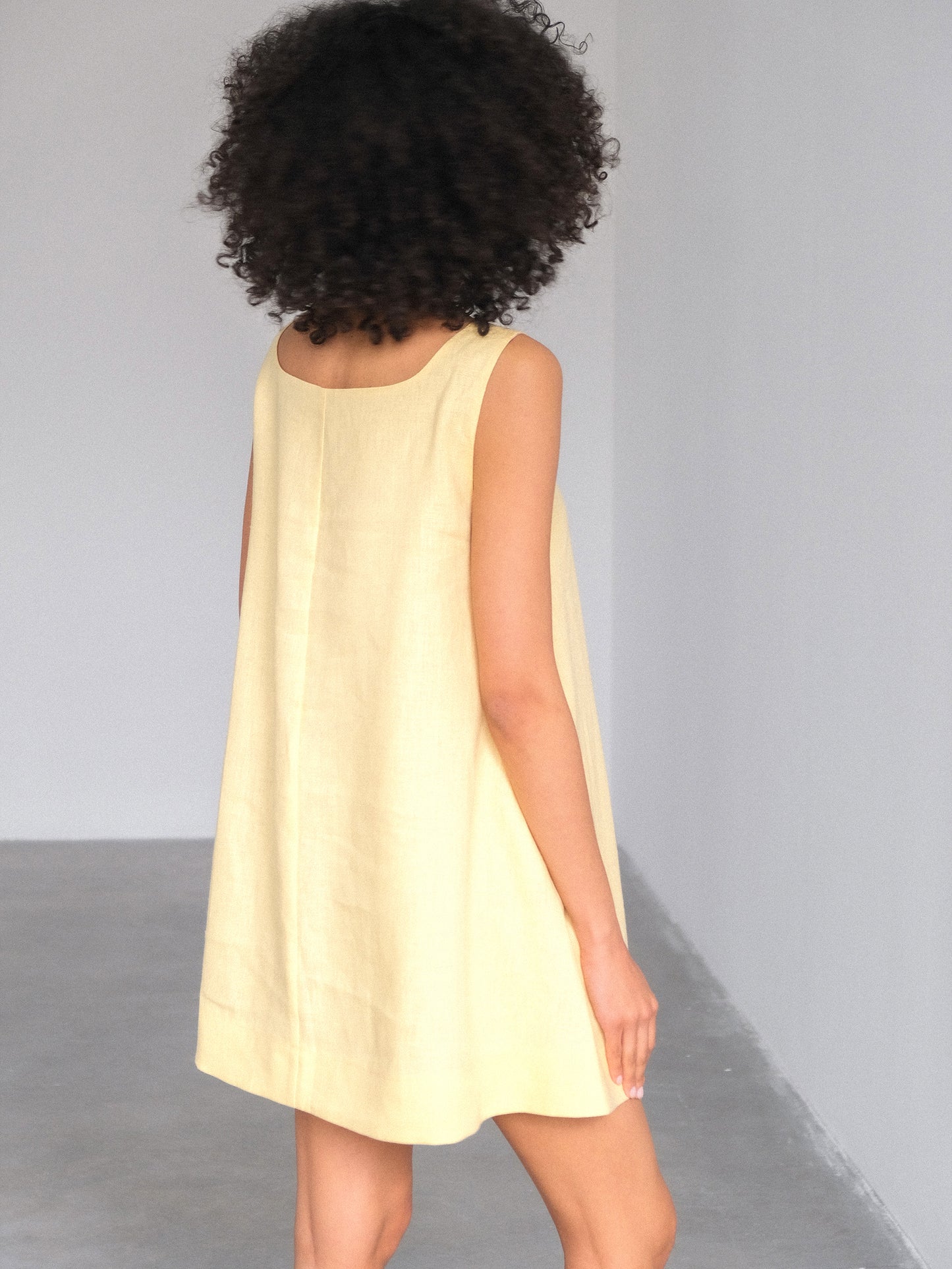 Linen Mini Dress, Yellow