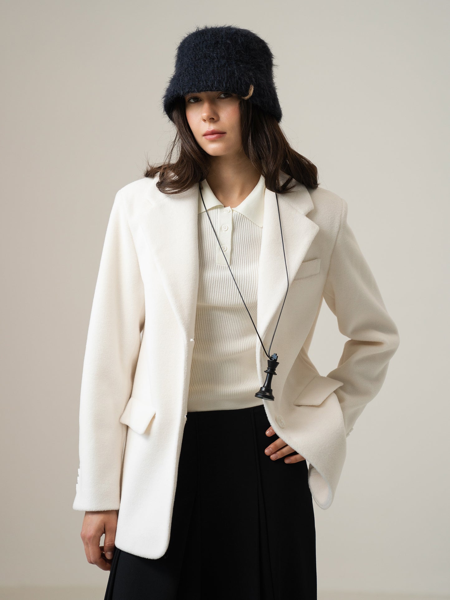 Wool Blazer, Ivory