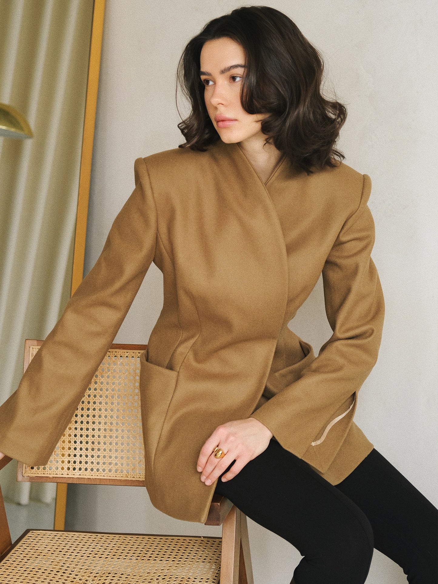 Fitted Camel Wool Jacket