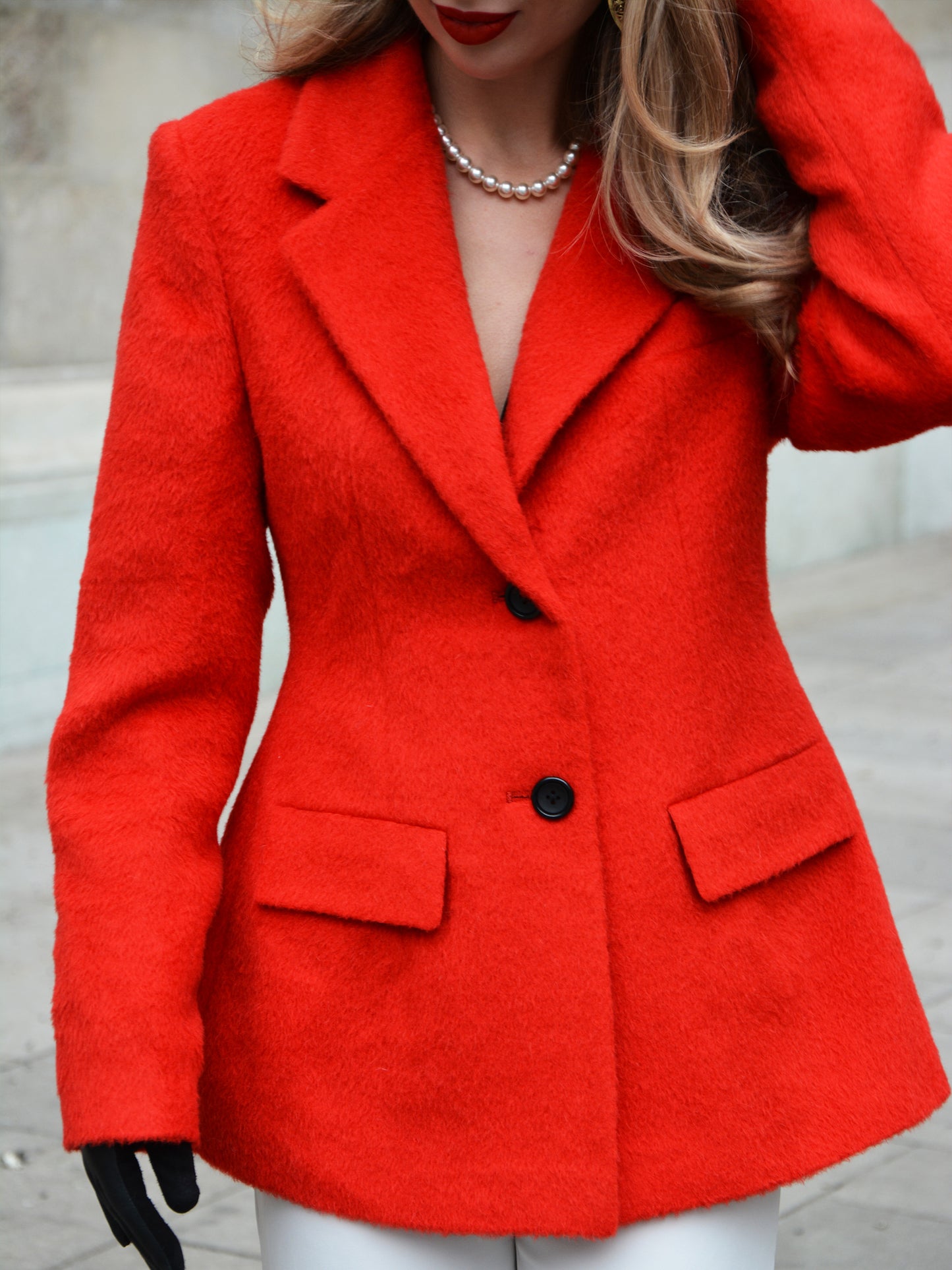 Tailored Red Mohair Blazer