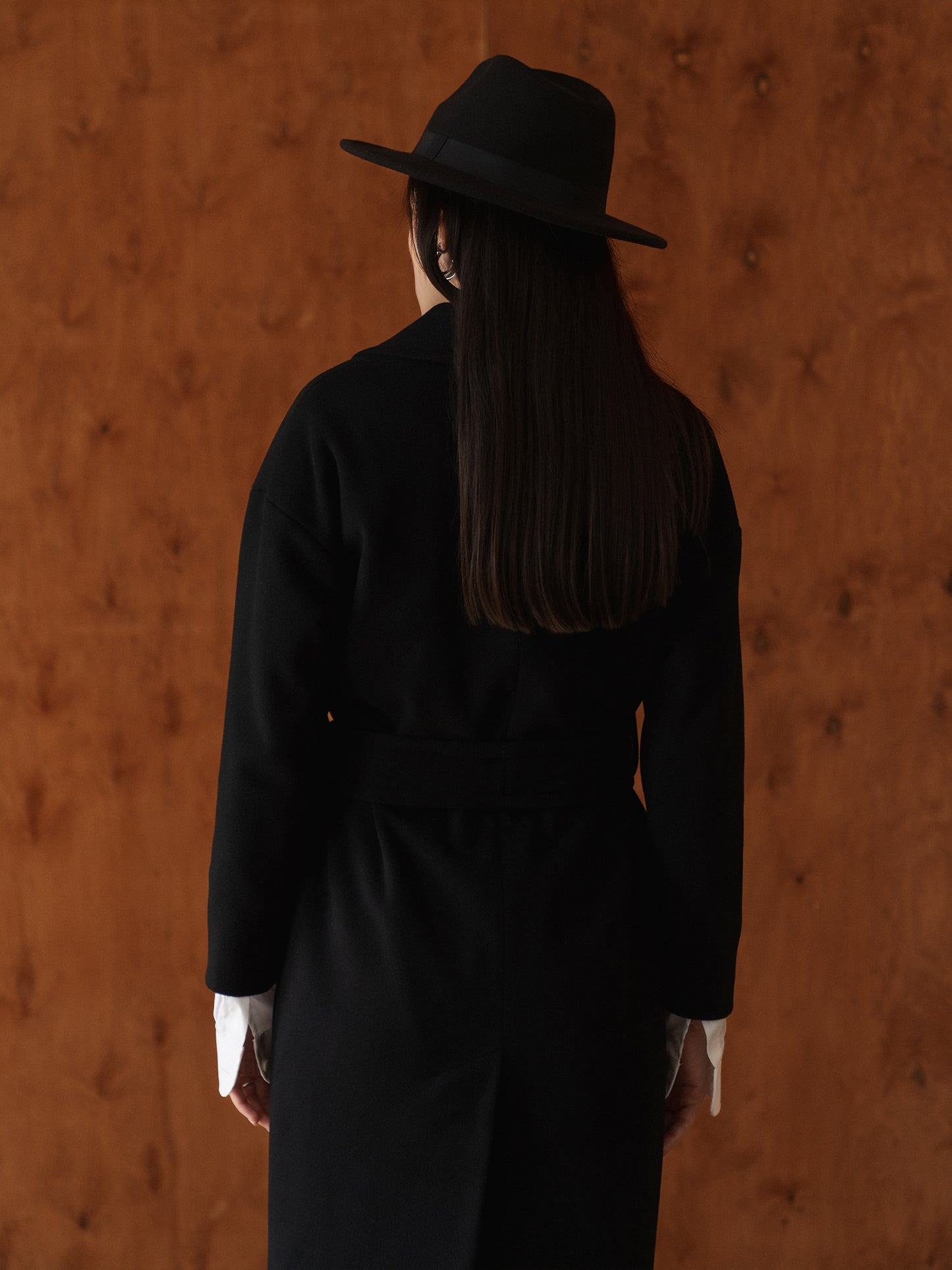 Black Wool Coat with Belt 7